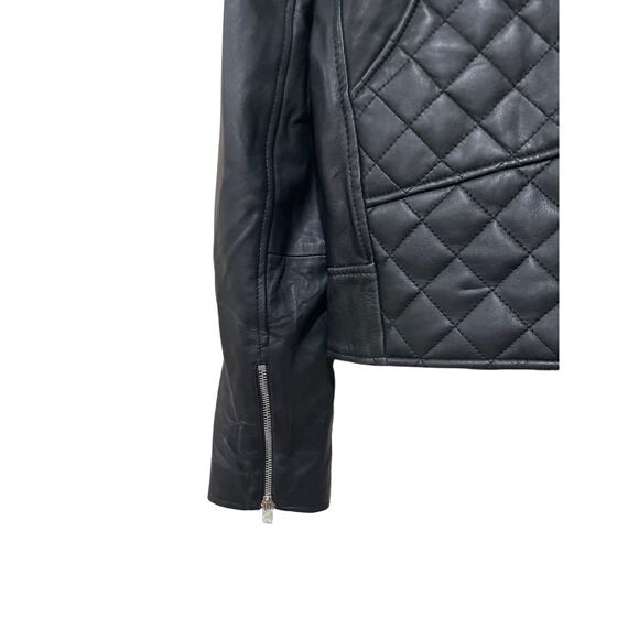 Sandro Ewan Leather Quilted Biker Jacket Size Medium - Picture 10 of 10